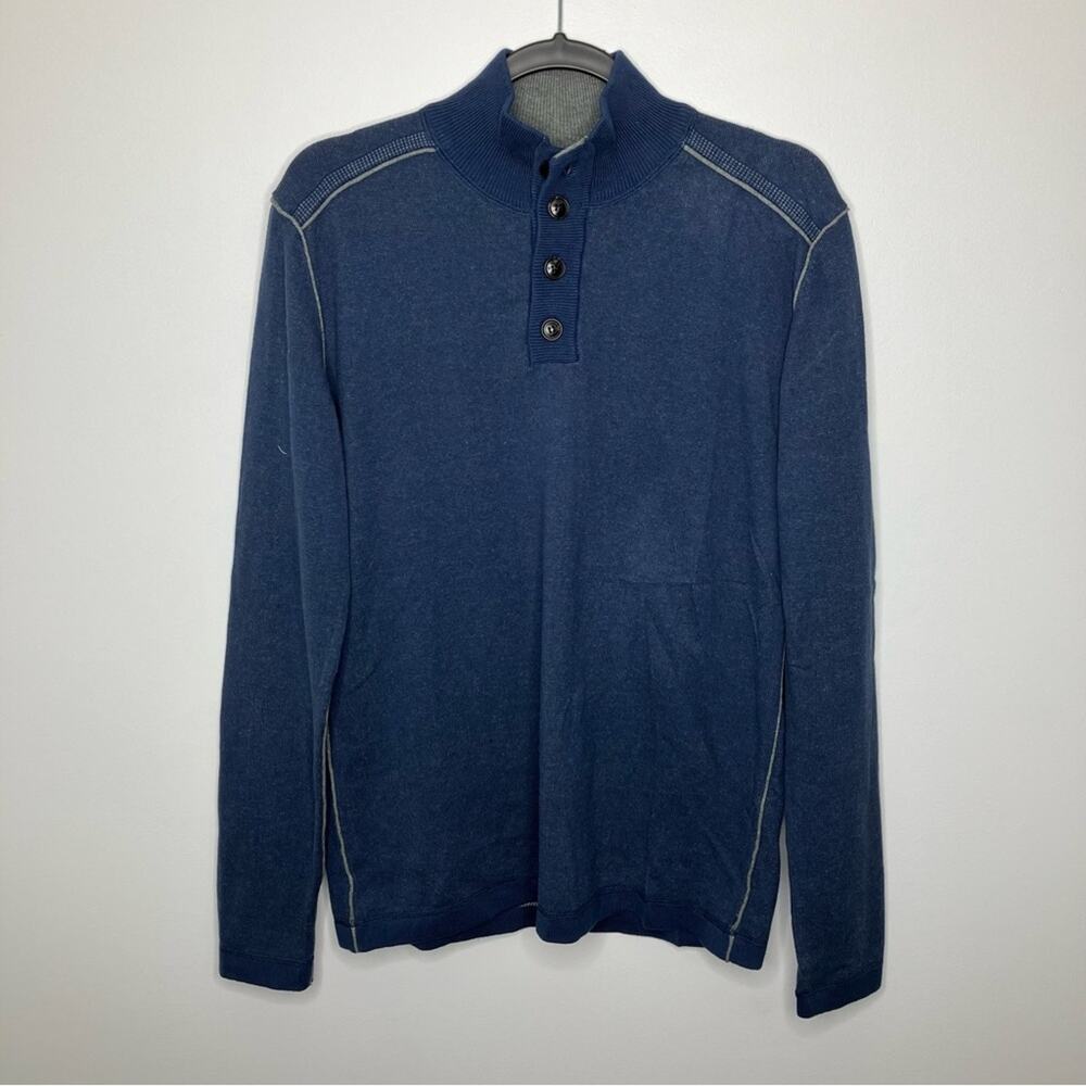 SUNDANCE Men’s Highland Stitch Henley Sweater Blue Medium